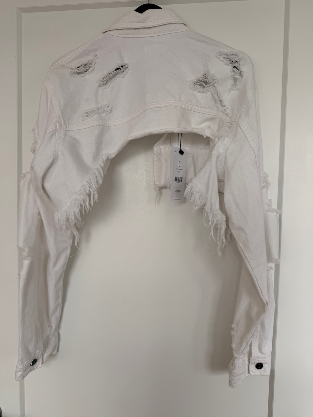 Cello White Distressed Cropped Denim Jacket - Picture 6 of 6